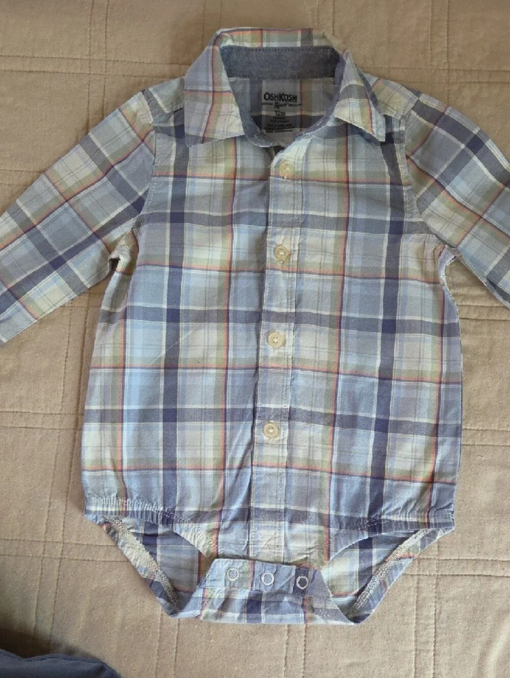 OshKosh B'gosh Pastel Plaid Button-Down Shirt in Blue, Yellow, Cream